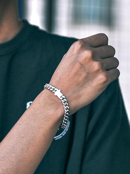 Richsteel 5/7/9/12mm Wide Miami Cuban Link Chain Bracelet for Men Women,Stainless Steel/Gold/Black Plated,7.4/8.2/9 Inch Length,Hip Hop Urban Street-wear Jewelry(Gift Wrapped)