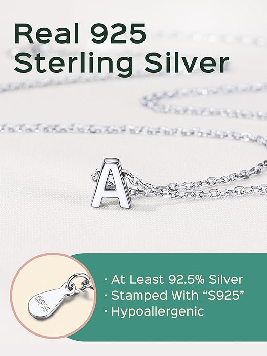 ChicSilver 925 Sterling Silver Initial Necklace for Women Dainty Letter Jewelry Personalized Gift