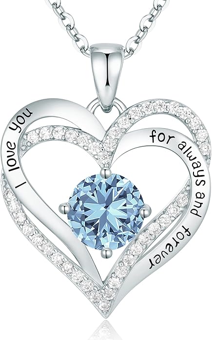 CDE Forever Love Heart Necklaces for Women, Wedding Anniversary, Birthday Mothers Day Gifts for Mom, Mother, Wife, Girlfriend, S925 Silver Jewelry with Birthstone Pendant