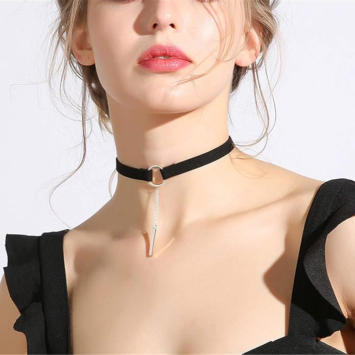 Fesciory Black Necklaces for Women, Adjustable Layered Velvet Leather Lace Collar Necklace, Goth Jewelry Gifts.