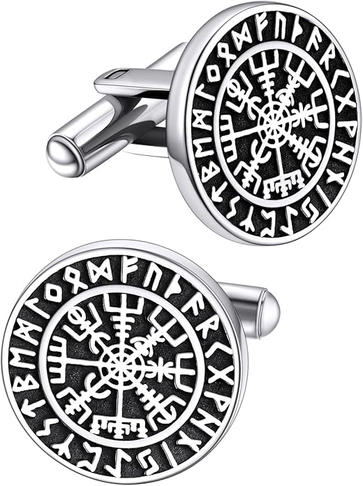 FaithHeart Mens Cufflinks, Norse Viking Tuxedo Shirt Cuff Links, Stainless Steel Cuff Links and Shirt Studs, Gift Box