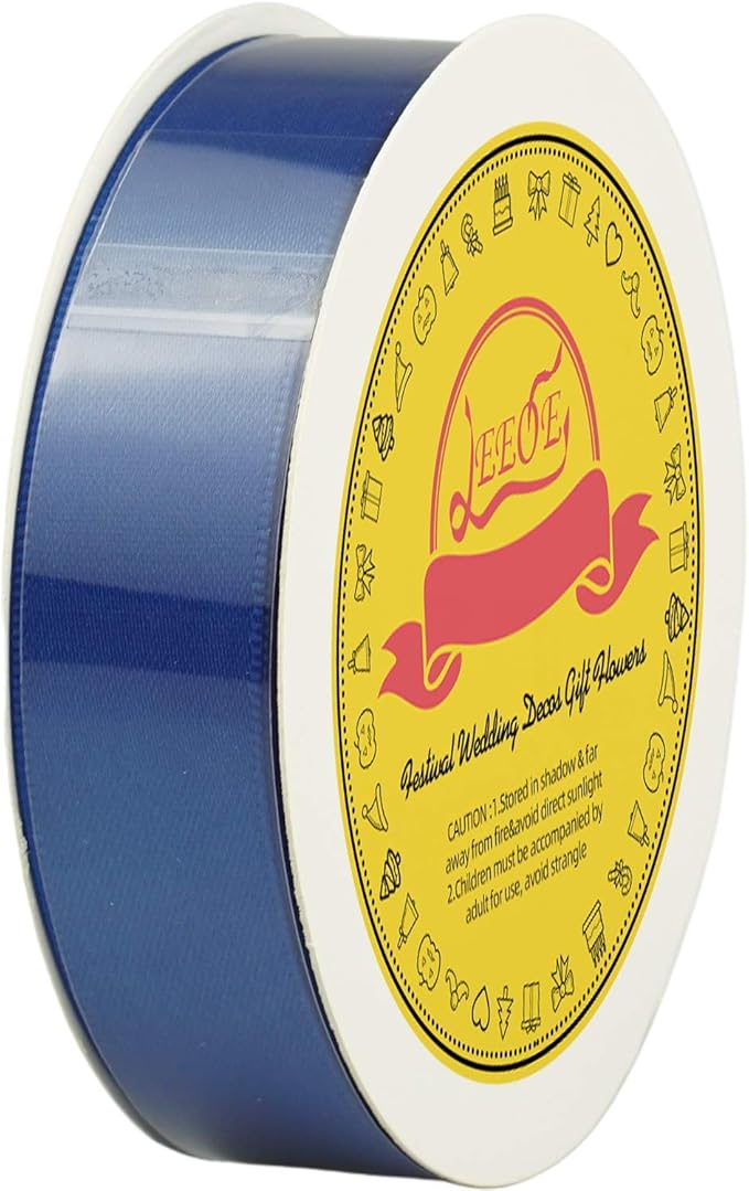 LEEQE Double Face Royal Blue Satin Ribbon 7/8 inch X 25 Yards Polyester Royal Blue Ribbon for Gift Wrapping Very Suitable for Weddings Party Invitation Decorations and More