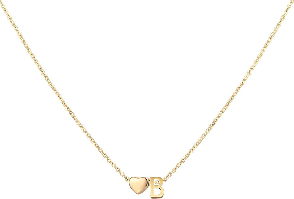 Initial Heart Necklace 18K Gold Plated Stainless Steel Tiny Heart Letter Necklace Personalized Monogram Name Necklace for Women