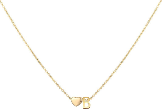 Initial Heart Necklace 18K Gold Plated Stainless Steel Tiny Heart Letter Necklace Personalized Monogram Name Necklace for Women