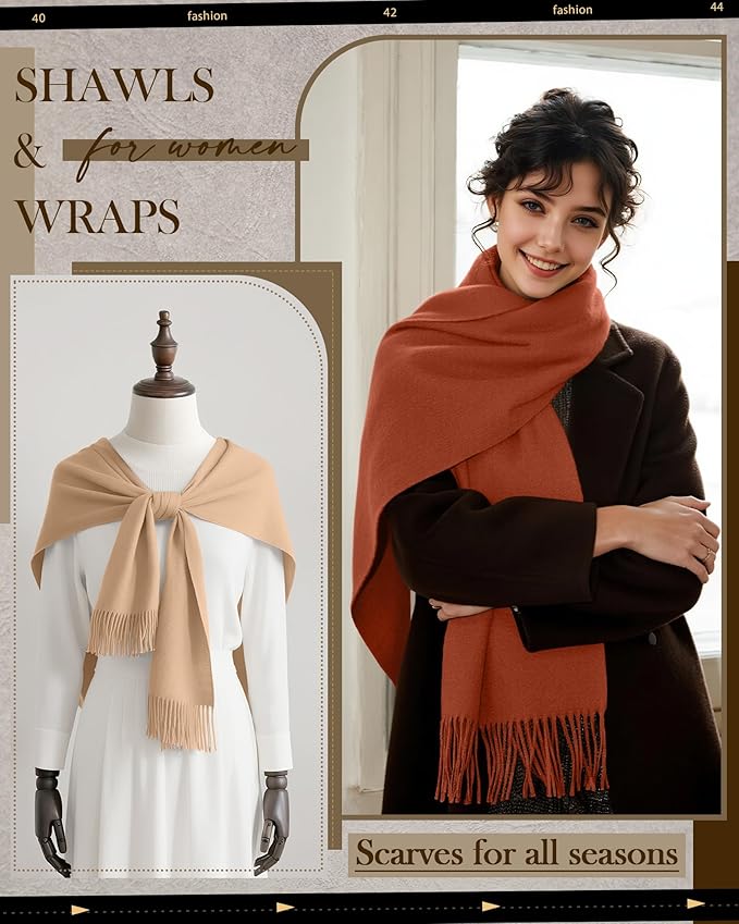 Oakgarden 3 Pack Winter Scarf for Women Pashmina Scarves Shawl Wraps Bridesmaid Gifts for Evening Dresses