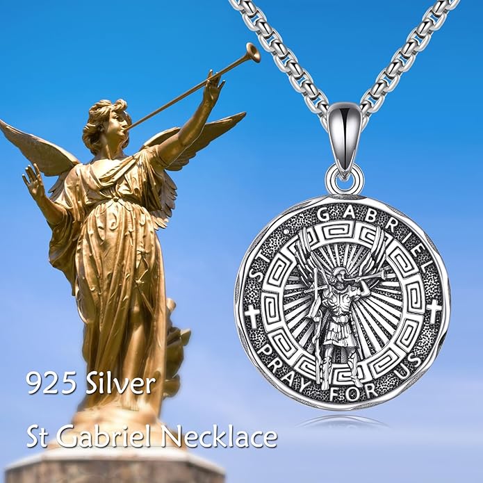 YFN Patron Saint Necklace Sterling Silver Amulet Medal Pendant Religious Protector Jewelry Gifts for Women Men