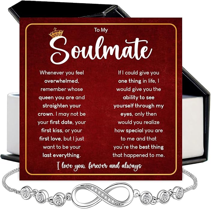 To My Soulmate Bracelet For Women With Heartfelt Message Card & Elegant Box, Bracelet For Girls, Soulmate Birthday, Wedding, Christmas Jewelry Gift From Boyfriend, Husband