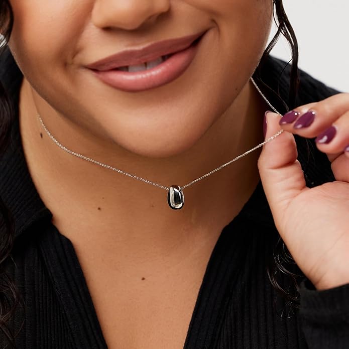 Ana Luisa Pebble Pendant Necklace for Women - 14K Gold Plated and Silver Rhodium Plated Trendy Small & Mini Teardrop Necklace with Lobster Clasp - Hypoallergenic, Water-Resistant, Tarnish-Free Jewelry