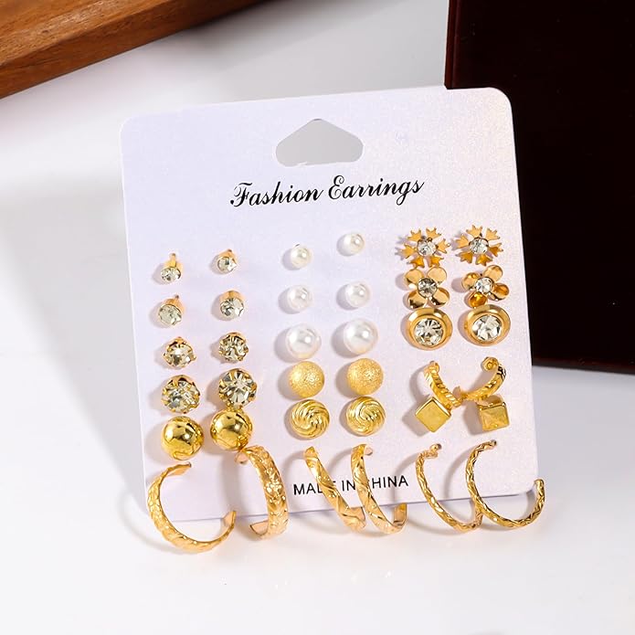 HaHaGirl Golden Collection Fashion Jewelry Set Stocking Stuffers, Layered Necklaces, Bracelets, Earrings, Rings, Modern Contemporary Style for Women