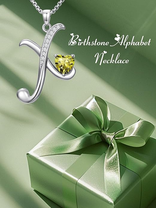Christmas Gifts for Women Alphabet A to Z Initial Birthstone Pendant Necklaces for Women - 18k White Gold Plated Personalized Name Jewelry Valentine Mothers Day Birthday Gifts for Women Her Girlfriend