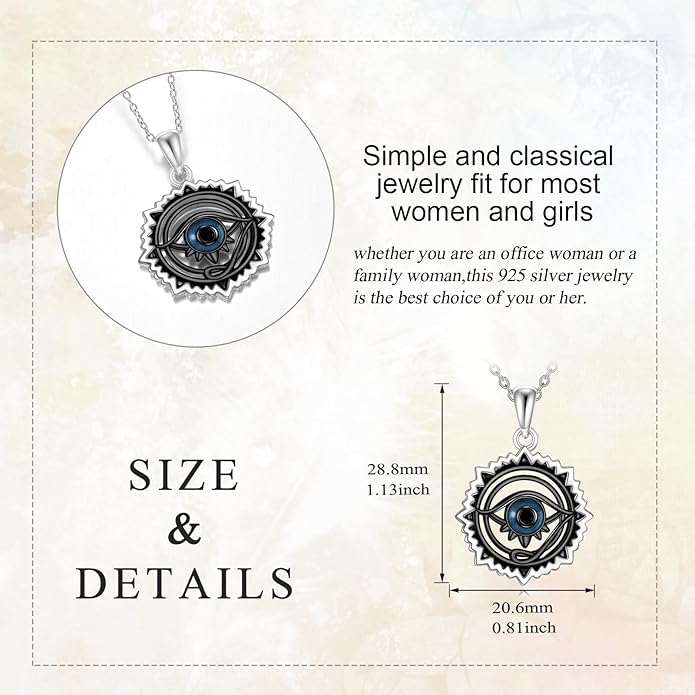 Evil Eye Necklace 925 Sterling Silver Evil Eye Pendant Necklace Greek Protection Jewelry Gifts Lucky Necklace for Women Men