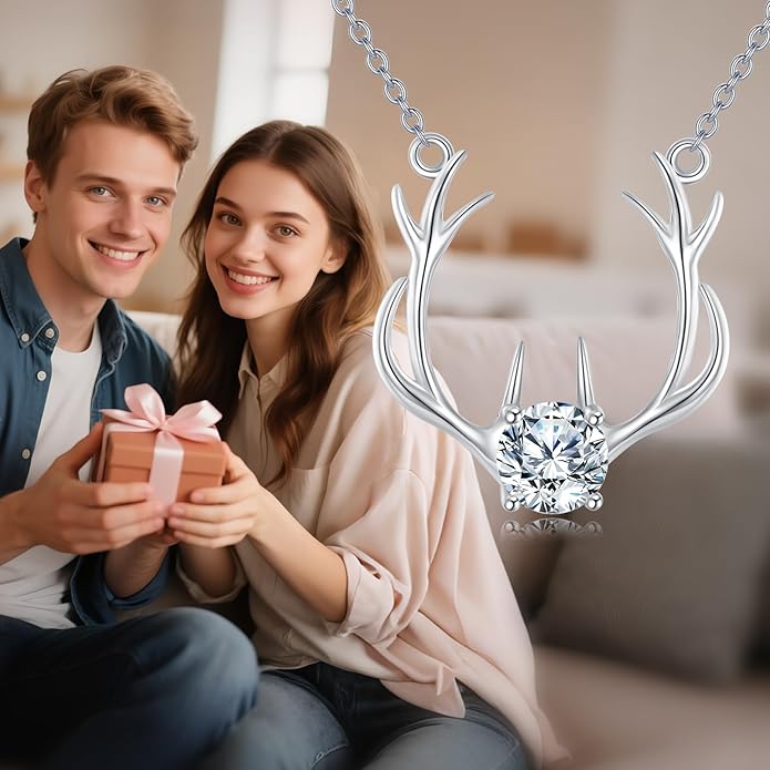 Moissanite Necklace for Women 925 Sterling Silver Eternal Pendant 1ct Lab Diamond Necklace Jewelry Gifts for Wife Girlfriend Mom