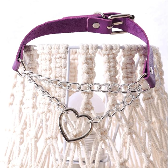 MILAKOO PU Leather Punk Choker Necklaces Circle/Heart Charm Adjustable Collar Necklace for Women