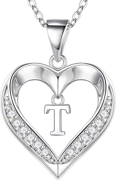 Turandoss Heart Initial Necklaces for Women - Dainty 14K Gold Plated CZ Heart Pendant Necklace with Tiny Letter A-Z, Non Tarnish Waterproof Trendy Jewelry Gifts for Mom Wife Girlfriend