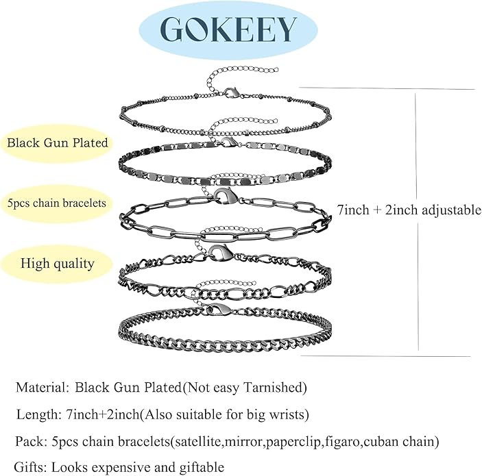 Gold Bracelets for Women Trendy,14K Gold Plated Dainty Stackable Paperclip Cuban Link Chain Bracelets, Simple Cute Cuff Bracelets Jewelry Set Adjustable 7"+2"