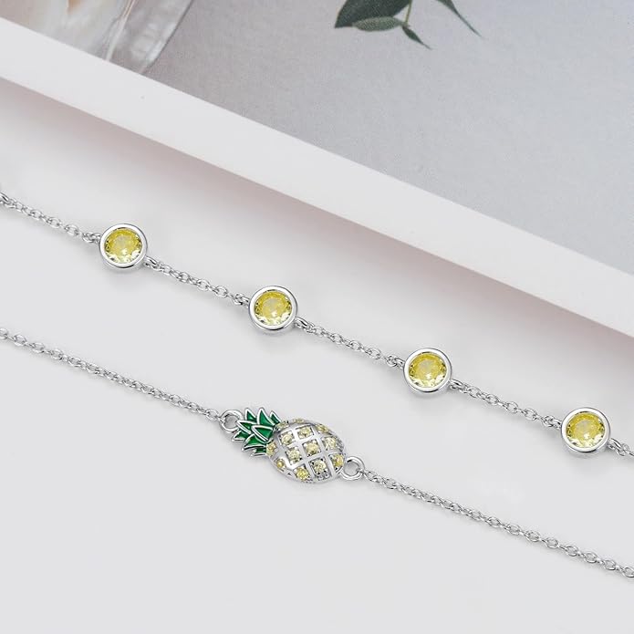 Dorunmo Anklet Bracelets For Women 925 Sterling Silver Birthstone/Infinity/Butterfly/Evil Eye/Turtle/Pineapple/Starfish/Heart Anklets Bracelets Jewelry Gifts for Women