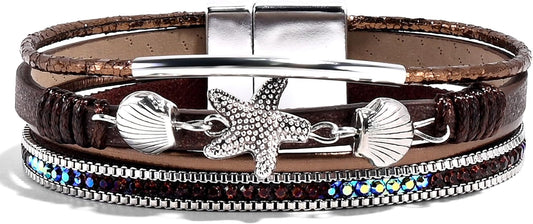 VIBILIA Boho Leather Wrap Bracelets for Women Multi-Layer Bracelets with Strong Clasp Jewelry for Women