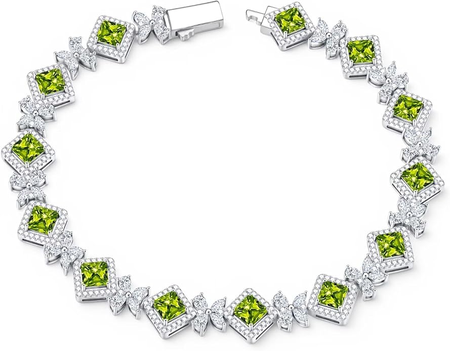 Iefil Tennis Bracelets for Women - 925 Sterling Silver Birthstone Tennis Bracelet, Anniversary Birthday Gifts, Birthstone Jewelry for Women Wife Mom Daughter
