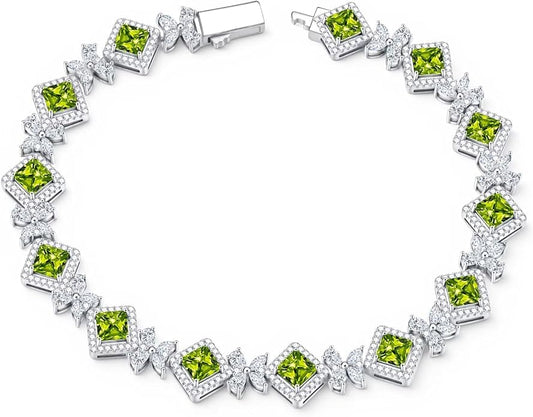 Iefil Tennis Bracelets for Women - 925 Sterling Silver Birthstone Tennis Bracelet, Anniversary Birthday Gifts, Birthstone Jewelry for Women Wife Mom Daughter