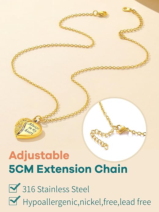 Supcare Locket Necklace That Holds Pictures-Engraved Photo Pendant Custom Jewellery Gifts for Men Women (with Jewellery Gift Box)