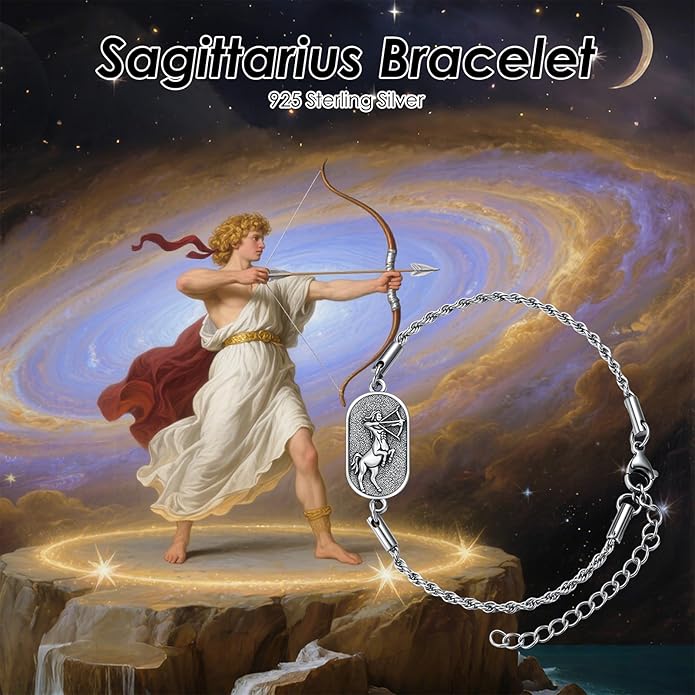 SIMONLY Zodiac Bracelet 925 Sterling Silver Constellation Anklet Horoscope Zodiac Jewelry Christmas Birthday Astrology Gifts for Women Men Unisex