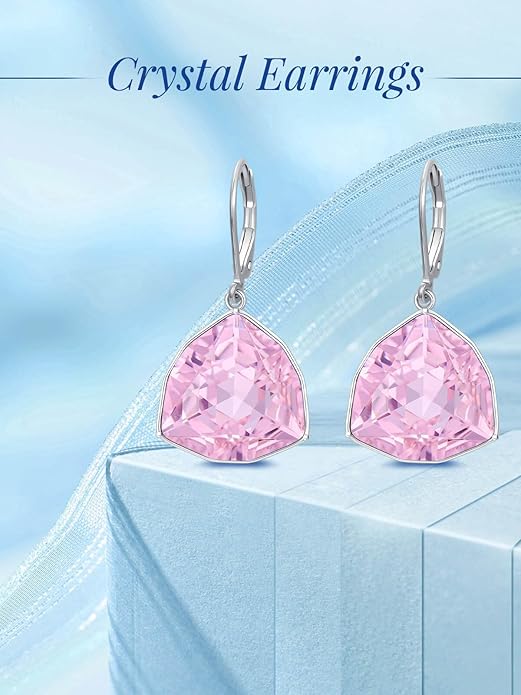 TOUPOP Leverback Earrings for Women Sterling Silver Simple Geometric Birthstone Dangle Drop Earrings Jewelry Christmas Valentine Mothers Day Birthday Gifts for Women Her Wife