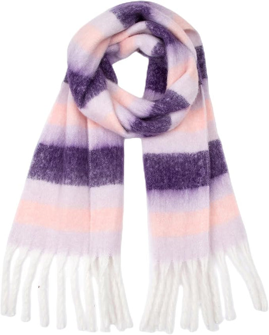 SHOHOKU Large Chunky Plaid Scarf Coloured Checked Oversized Scarf Tassel Soft Fall Winter Thick Warm Shawl Women