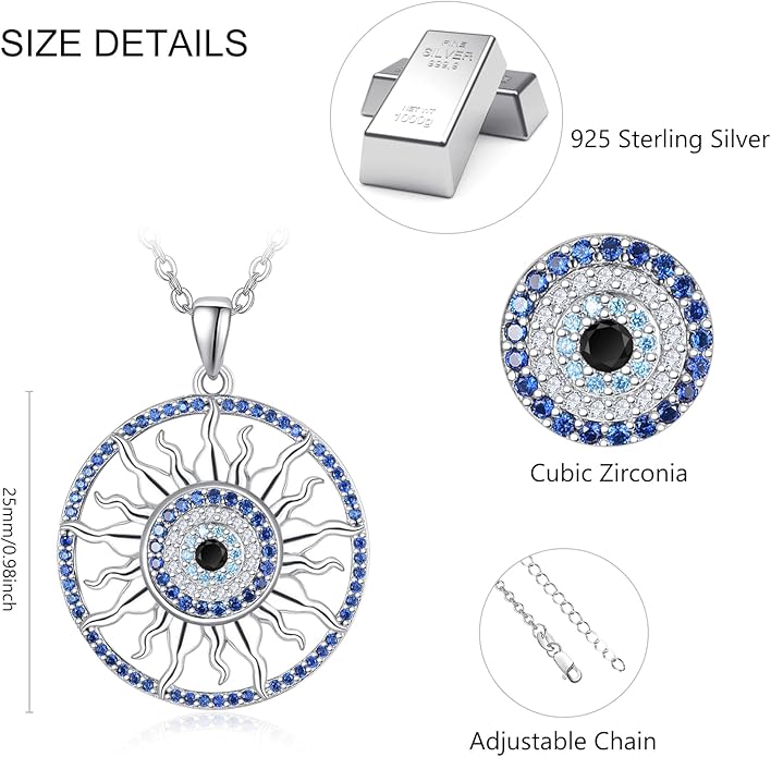 Dreamboat Sterling Silver Evil Eye Necklace for Women Protection Necklace Hamsa Nazar Mal De Ojo Turco Spiritual Jewelry Evil Eye Gifts