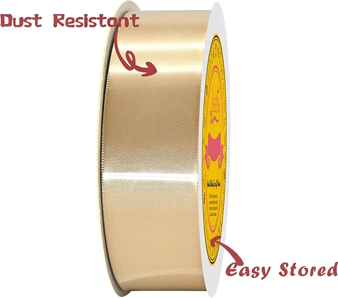 LEEQE Double Face Gold Satin Ribbon 1-1/2 inch X50Yards Polyester Gold Ribbon for Gift Wrapping Very Suitable for Weddings Party Hair Bow Invitation Decorations and More