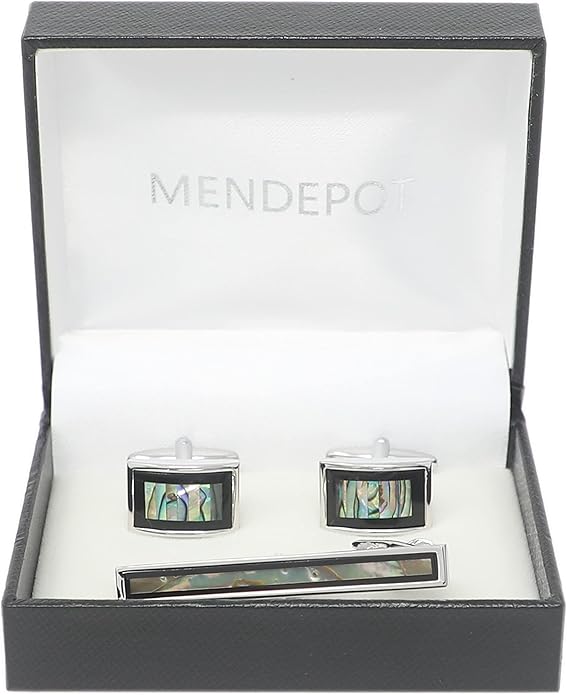 MENDEPOT Cufflinks And Tie Clip Set Men Wedding Accessory Gift Father's Day Birthday Cuff Links Tie Bar