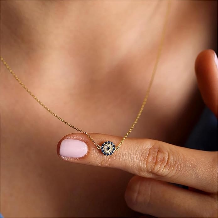 Collner 14K Gold Heart Pendant Necklace for Women Dainty Star Necklace Tiny Evil Eye Choker Necklace Boho Crescent Moon Necklace Minimalist Jewelry