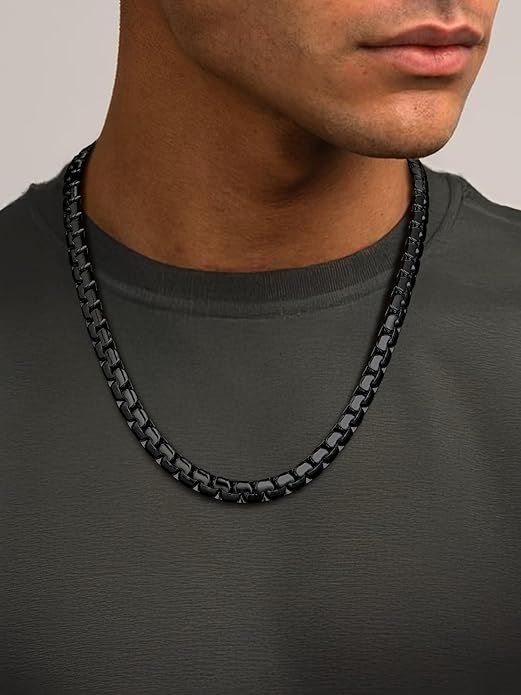PROSTEEL Stylish Stainless Steel Round Link Chain Necklace for Men, 2mm/4mm/6mm/8mm. Silver/Gold/Black Tone, Hypoallergenic Jewelry, 14"-30", Come with Box