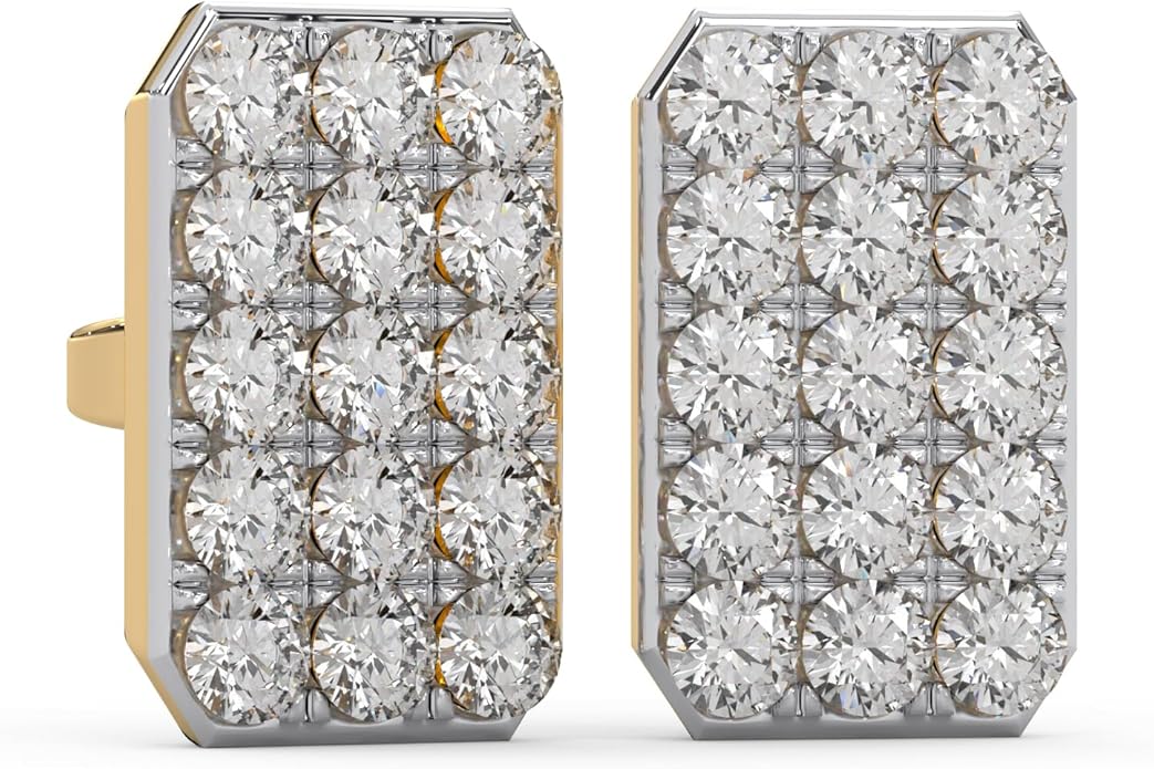 WHY SO SILVER INC 0.24 Ctw Natural Diamond Pavé-Set Square Stud Earrings for Women | 925 Sterling Silver | Color I-J, Clarity I2-I3 | Fine Jewelry Gift Box Included