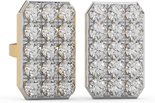 WHY SO SILVER INC 0.24 Ctw Natural Diamond Pavé-Set Square Stud Earrings for Women | 925 Sterling Silver | Color I-J, Clarity I2-I3 | Fine Jewelry Gift Box Included