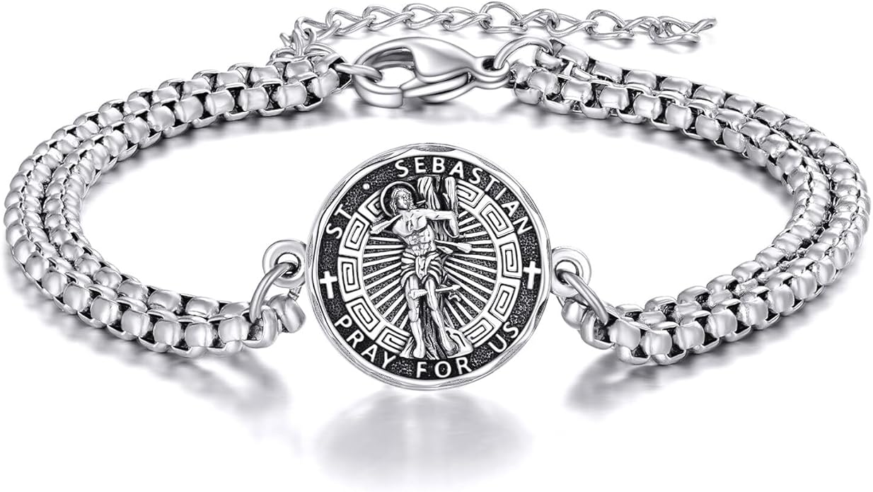 YFN Patron Saint Bracelet Sterling Silver Religious Protector Bracelet Jewelry Gift for Women Men