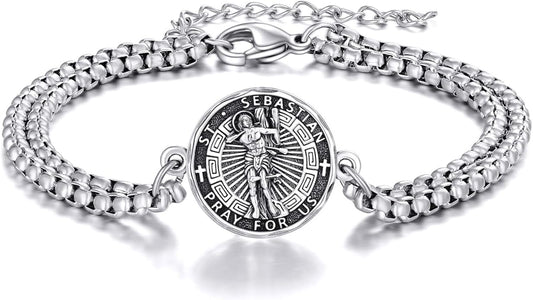YFN Patron Saint Bracelet Sterling Silver Religious Protector Bracelet Jewelry Gift for Women Men