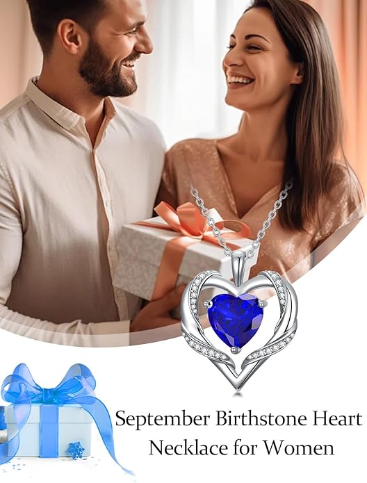 WINNICACA Birthday Gift for Mom Heart Necklace for Women 925 Sterling Silver Birthstone Necklace Jewelry Gift for Women Wife Her Girlfriend Sister
