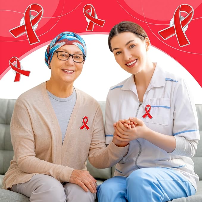 Batiyeer Red Ribbon Awareness Lapel Pin with Individual Package Brooch Hope Pins Cancer Heart Disease Tuberculosis HIV AIDS Awareness Pin for Red Ribbon Week Fundraising Charity Party Favors(200 Pcs)
