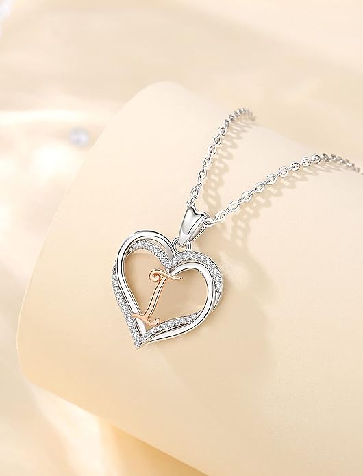 INFUSEU Unique Initial Necklaces for Women Girls Small Heart Letter Jewelry, Meaningful Personalized Gifts
