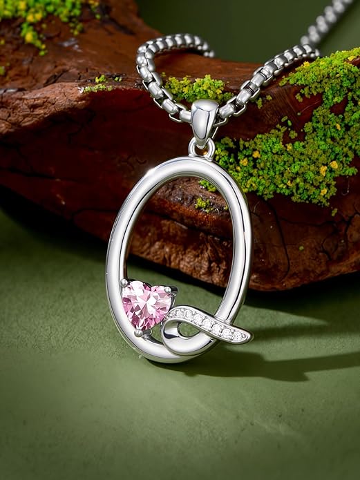 Christmas Gifts for Women Alphabet A to Z Initial Birthstone Pendant Necklaces for Women - 18k White Gold Plated Personalized Name Jewelry Valentine Mothers Day Birthday Gifts for Women Her Girlfriend