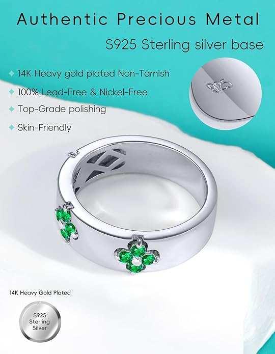 Premium Emerald&Moissanite Clover Rings for Lucky Women|Moissanite D Color VVS1 Clarity 3EX Cut|925 Sterling Silver 14K Gold Plated Non Tarnish