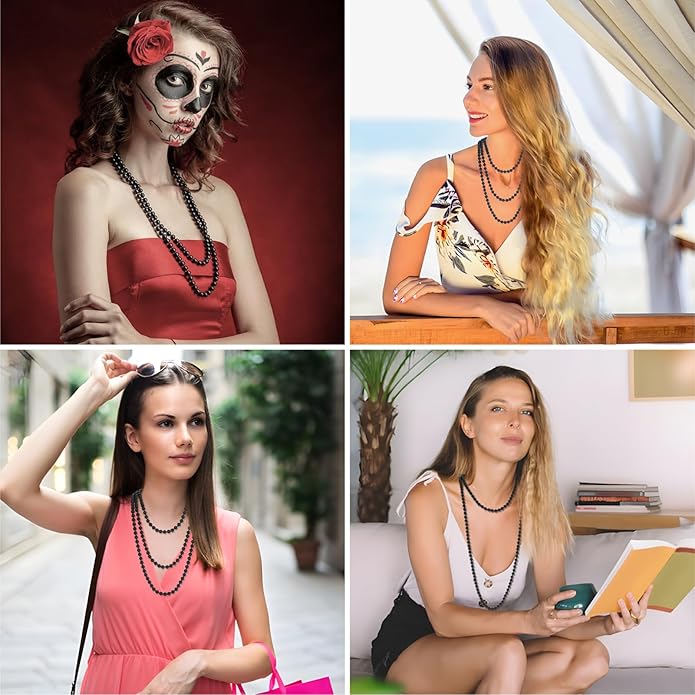 59" Long Pearl Necklaces for Women, Vintage Elegant Long Pearls Necklace for Wedding Party 1920s Gatsby Costume Jewelry