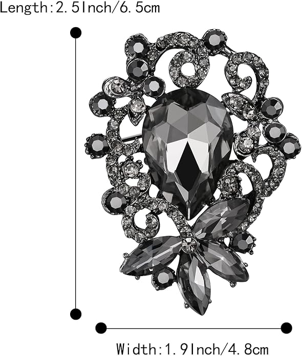 BriLove Elegant Crystal Teardrop Marquise Bouquet Brooch Pin for Women