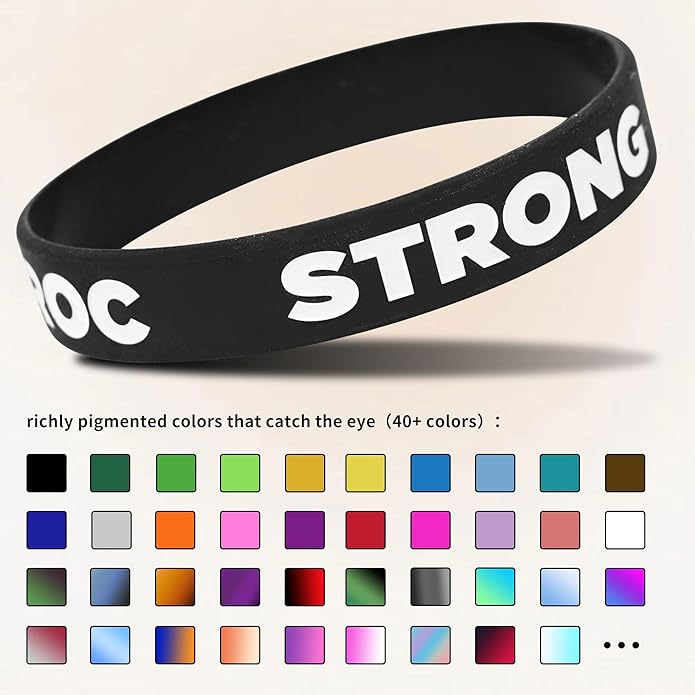 Custom Rubber Bracelets with Text Logo Clipart Customizable Bracelet Personalized 1/2 Inch Silicone Wristbands for Awareness, Events, Support, Promotions