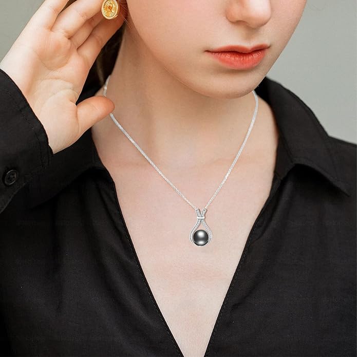 Gifts for Wife-Wedding-Anniversary-Tahitian-Black-Pearl-Necklace for Women Birthday -Jewelry for Her Girlfriend Valentines Day Mothers Day -Gifts for Mom Anniversary Christmas for Her