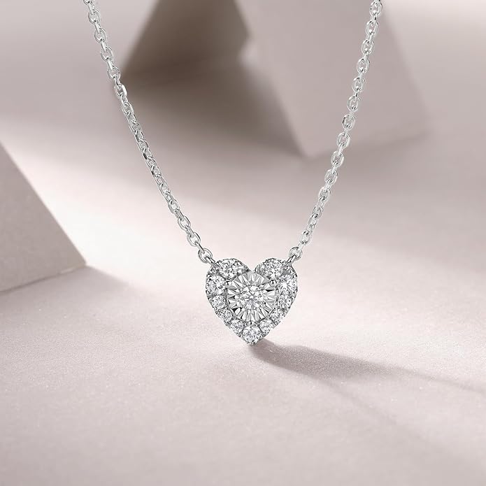 Sterling Silver Lab Grown Diamond Halo Pendant Necklace, Chain Included,ideal gift for anniversaries, birthdays, or any milestone celebration