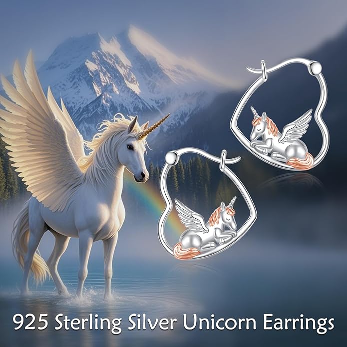 YFN Animal Earrings Sterling Silver Animal Heart Hoop Dangle Earrings Cute Jewelry Gifts for Women