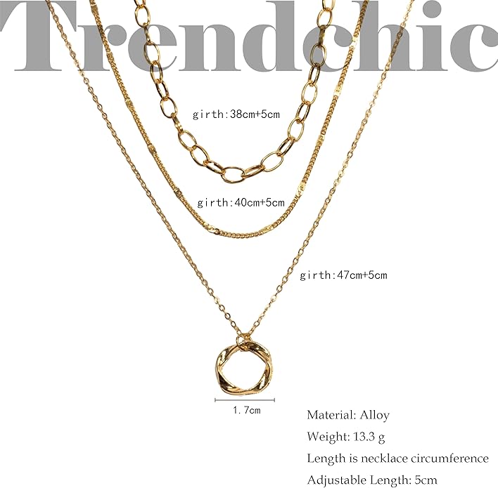 Gold Necklaces for Women Trendy Layered Circle Paperclip Pendant Choker Jewelry