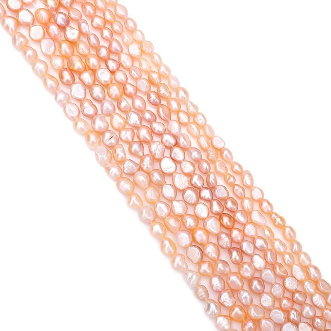 BEADIA Natural Pearl Beads 6-7mm Pink Freshwater Cultured Loose Gemstone Beads for DIY Jewelry Making 13.8''/Strand