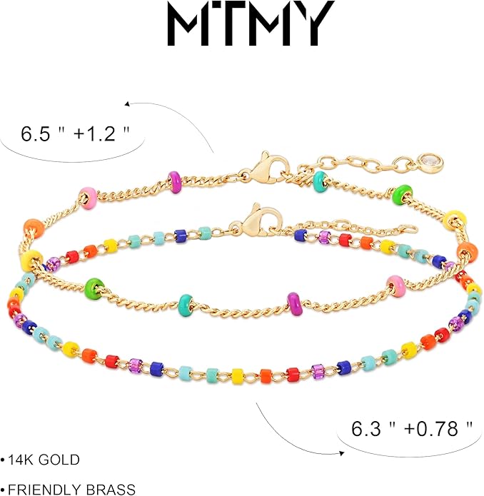 MTMY Gold Chain Bracelet for Women 14K Gold Plated Dainty Bracelets with Adjustable Chain Cute Bracelet Gold Trendy Jewelry